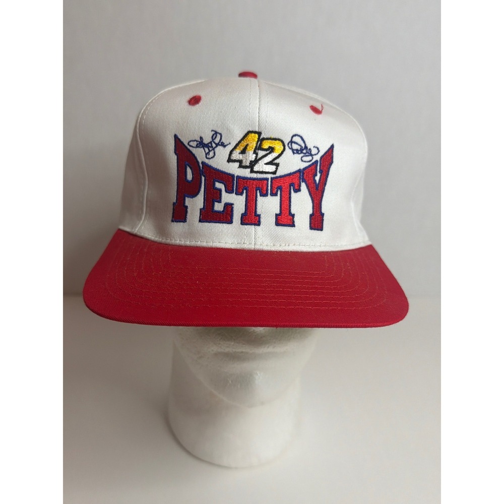 Vintage NASCAR Kyle Petty 42 Snapback Hat TC White Red Deadstock NWT Racing Cap